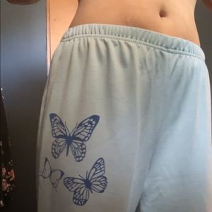 Blue butterfly sweatpants